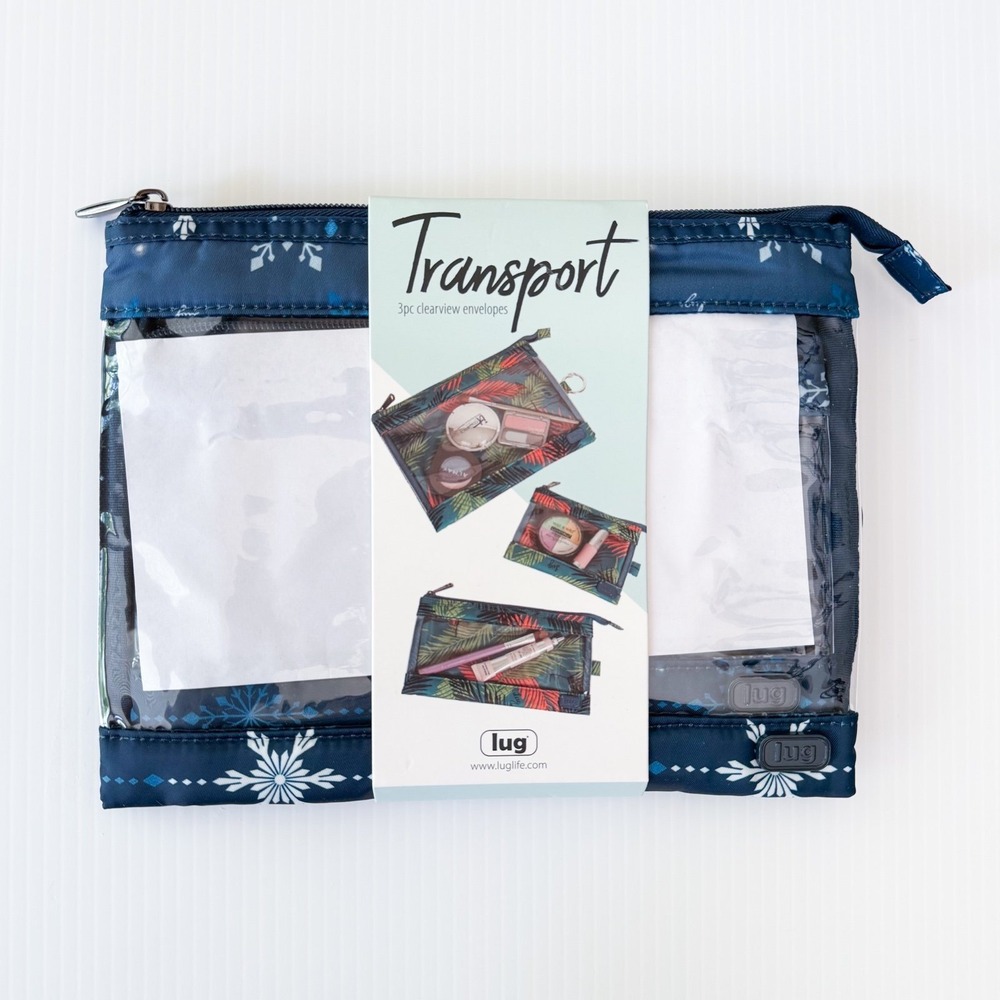 Lug Transport 3-Piece Storage Envelope Set Snowflake Navy NWT Travel Organizers